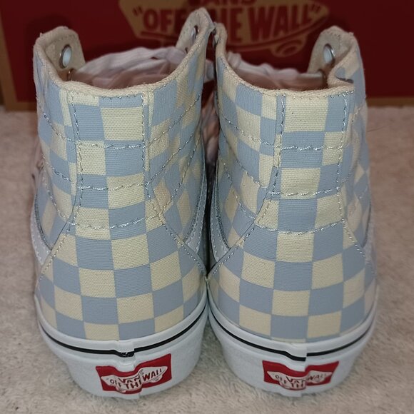 Vans Men's 5.5/Women's 7 Sk8-Hi Tapered Checkerboard Zen Blue/White VN0A4U16XHX - Picture 9 of 12
